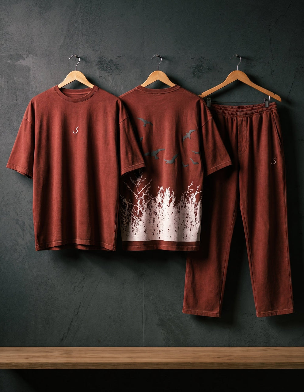 RAVEN matching oversized tee and relaxed trousers